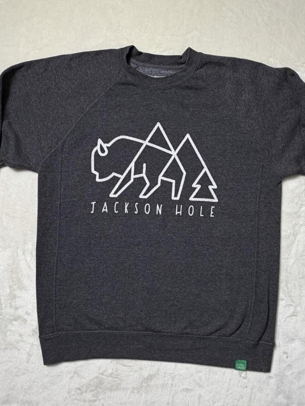Wild Tribute Jackson Hole Sweatshirt Men’s Medium Gray Bison Graphic Pullover